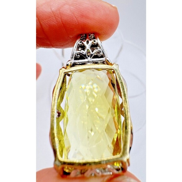 Huge Michael Valitutti Gems en Vogue Sterling Silver Lemon Lime Quartz Pendant - Picture 3 of 5
